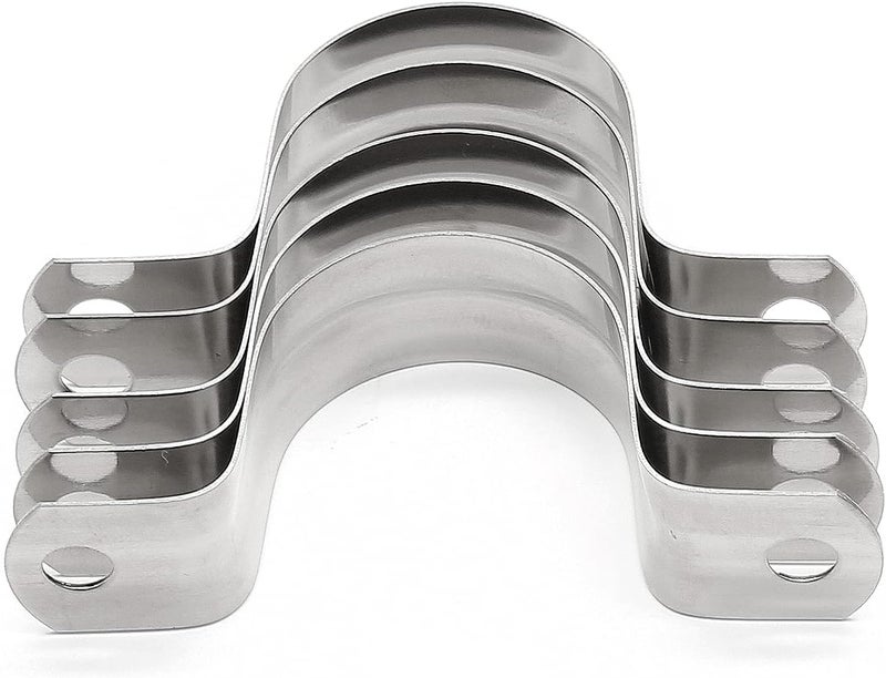 Jersvimc 10Pcs 1-9/16 Inch Stainless Steel Conduit Clamps, Two Hole Strap U Bracket Rigid Pipe Strap Metal U Clamp Conduit Strap Tension Clips U-tube Clamp Heavy Duty - Image 2
